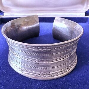 Silver Braided Cuff Bracelet